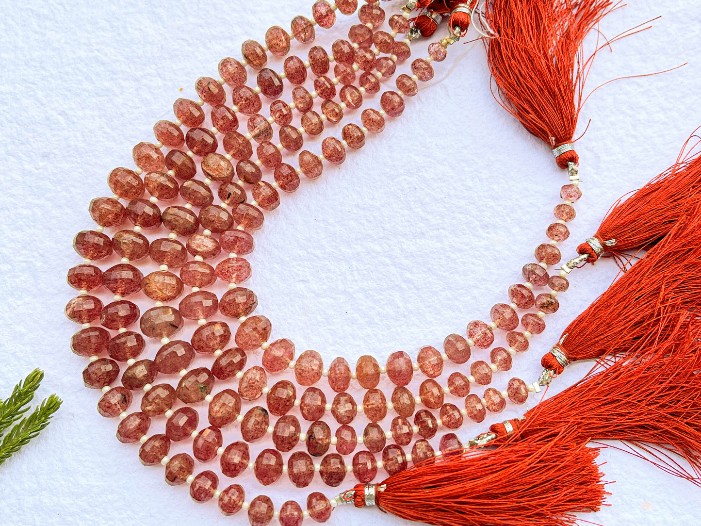 Pink Strawberry Quartz Barrel Shape Hammered Beads Beadsforyourjewelry