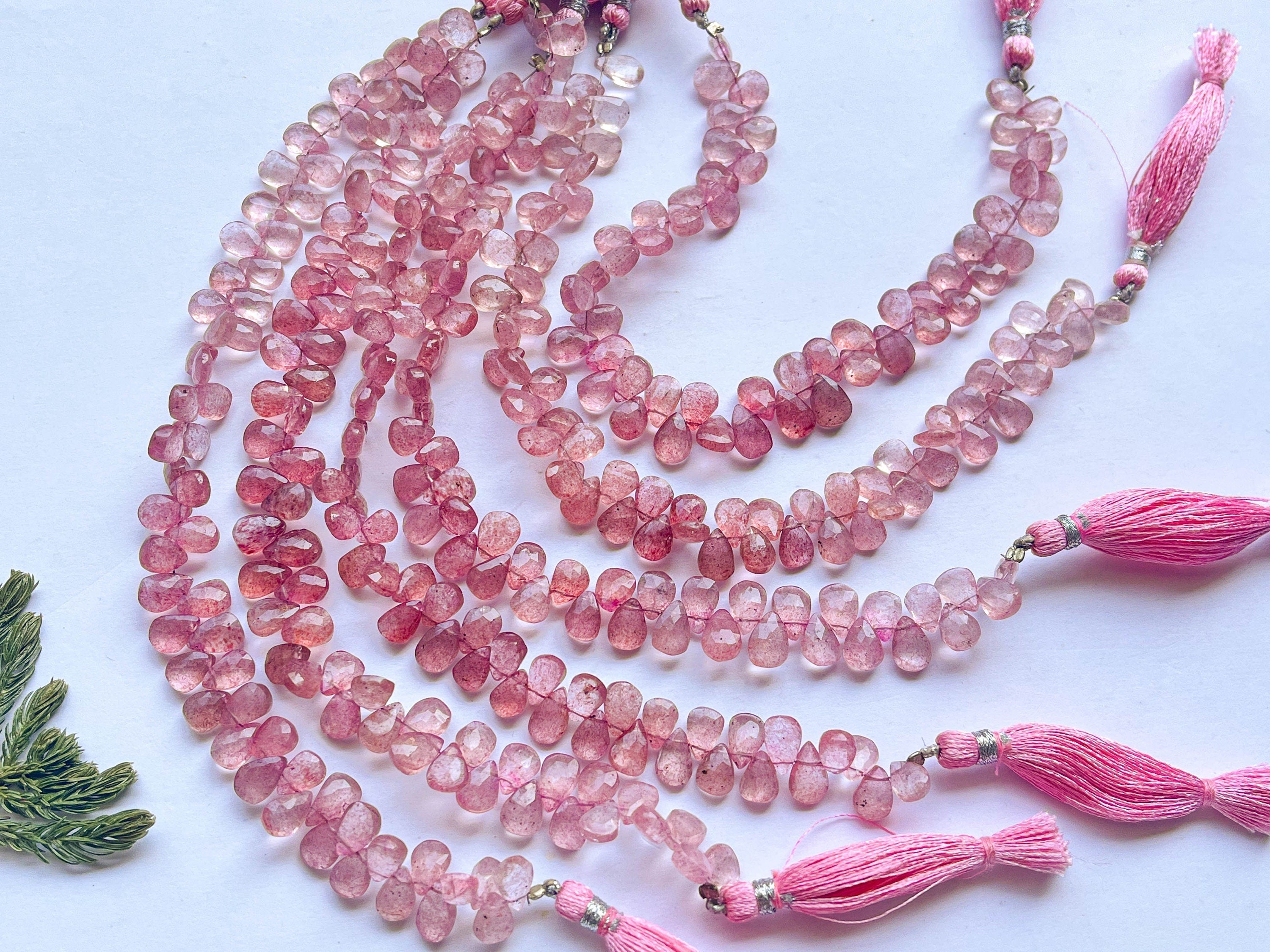 Strawberry Quartz Beads,Natural Pink Strawberry Faceted Pear Shape Briolettes,Pear Shape Beads, hot Strawberry Quartz Gemstone Pear Beads