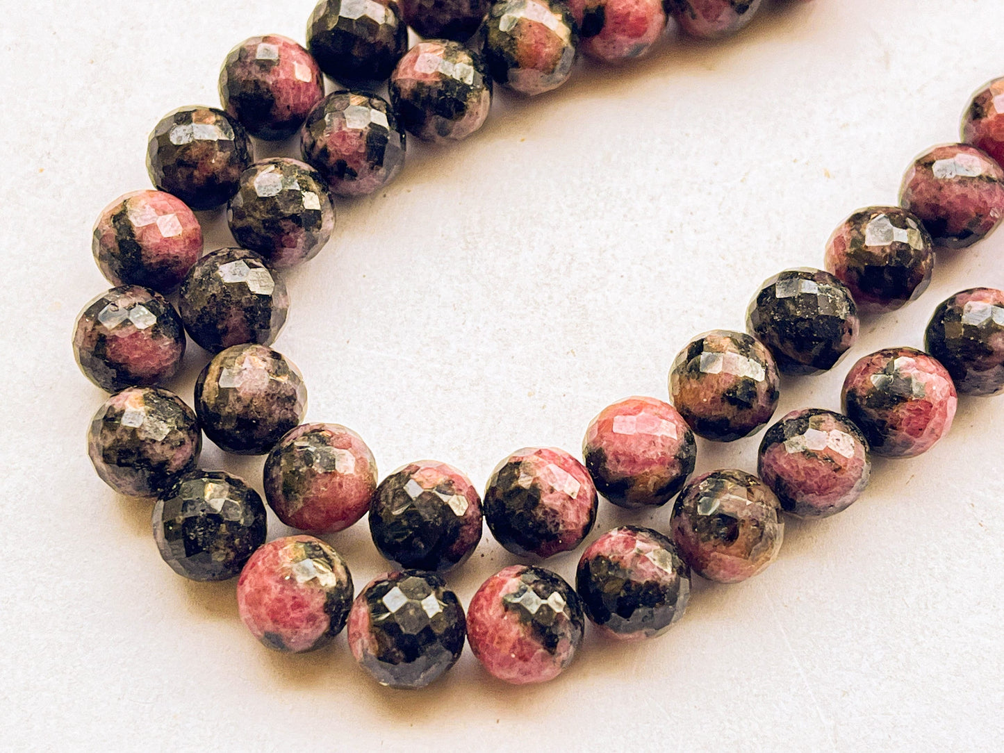 Rhodonite Faceted Spherical Beads | 10MM | 19 Pieces Beadsforyourjewelry