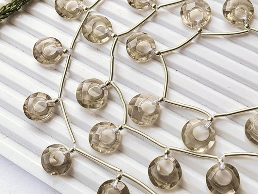 Smoky Quartz Round Hoop Shape Faceted Beads Beadsforyourjewelry