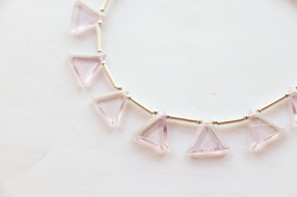 Pink Amethyst Triangle Shape Faceted Beads