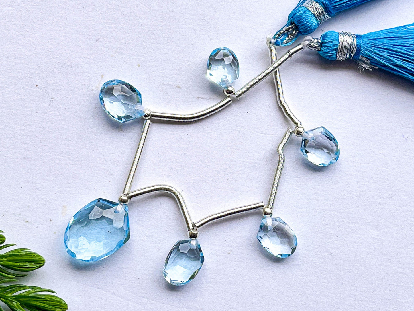 Blue Topaz Shield Shape Faceted Briolette Beads
