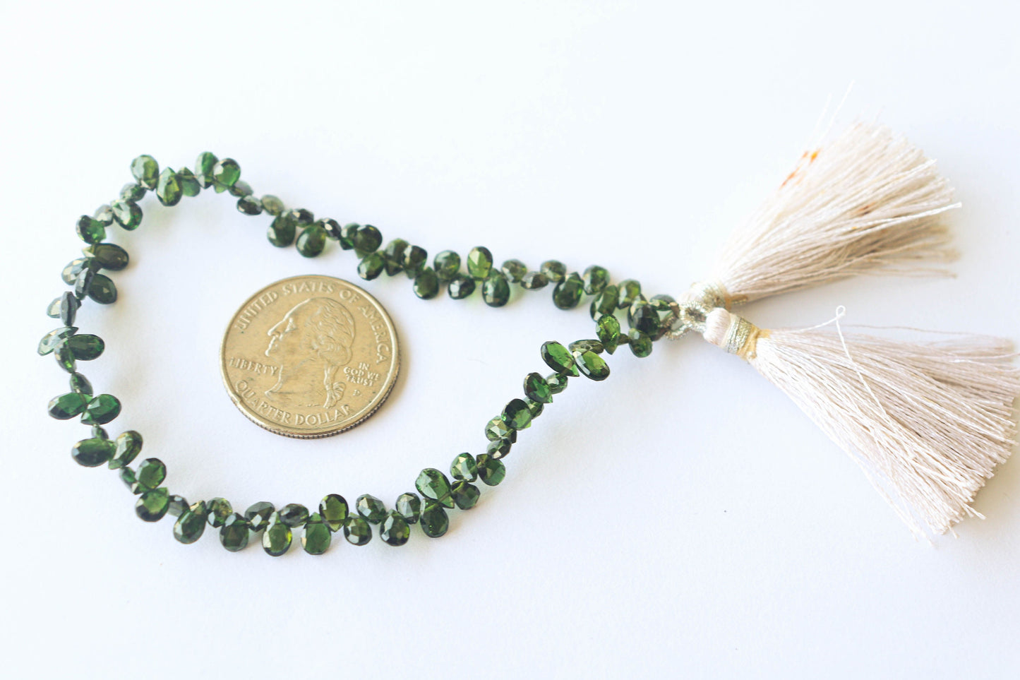 Chrome Tourmaline Faceted Briolette Beads