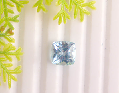 Natural Blue Topaz Concave Cut Cushion Shape, 8x8mm, 1 Piece, November Birthstone, Natural Gemstone, Loose Stone