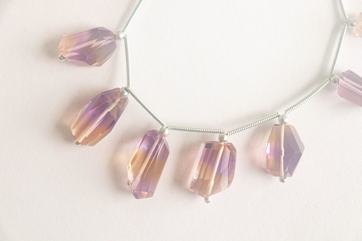 Ametrine Briolette Beads Faceted Uneven Tumble Shape