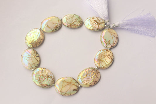 Natural Mother of Pearl with Gold Color Coating Beads