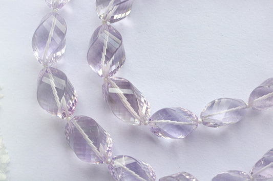 Pink Amethyst Faceted Twisted Beads