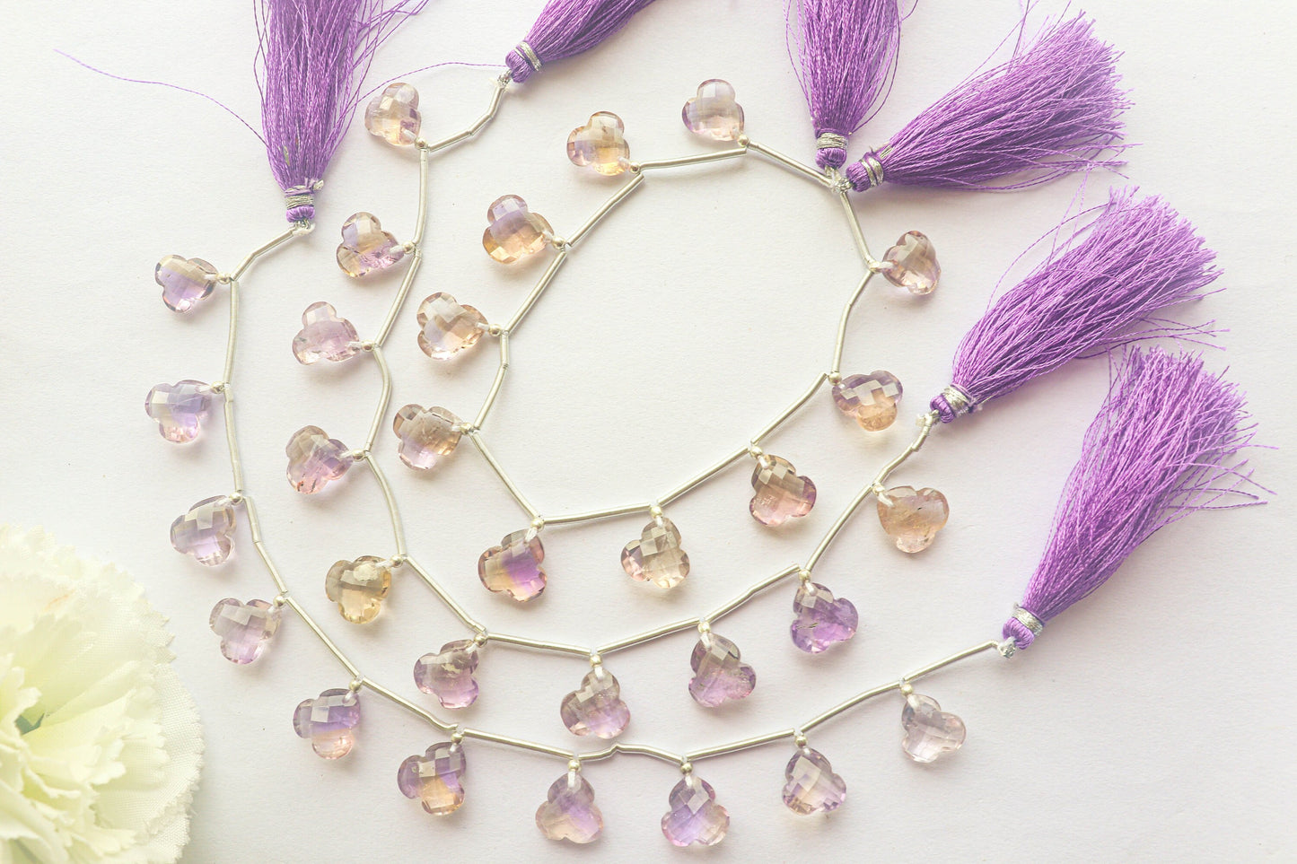 Ametrine Flower shape Faceted Beads