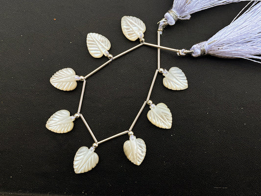 Mother of Pearl Leaf Carved Beads