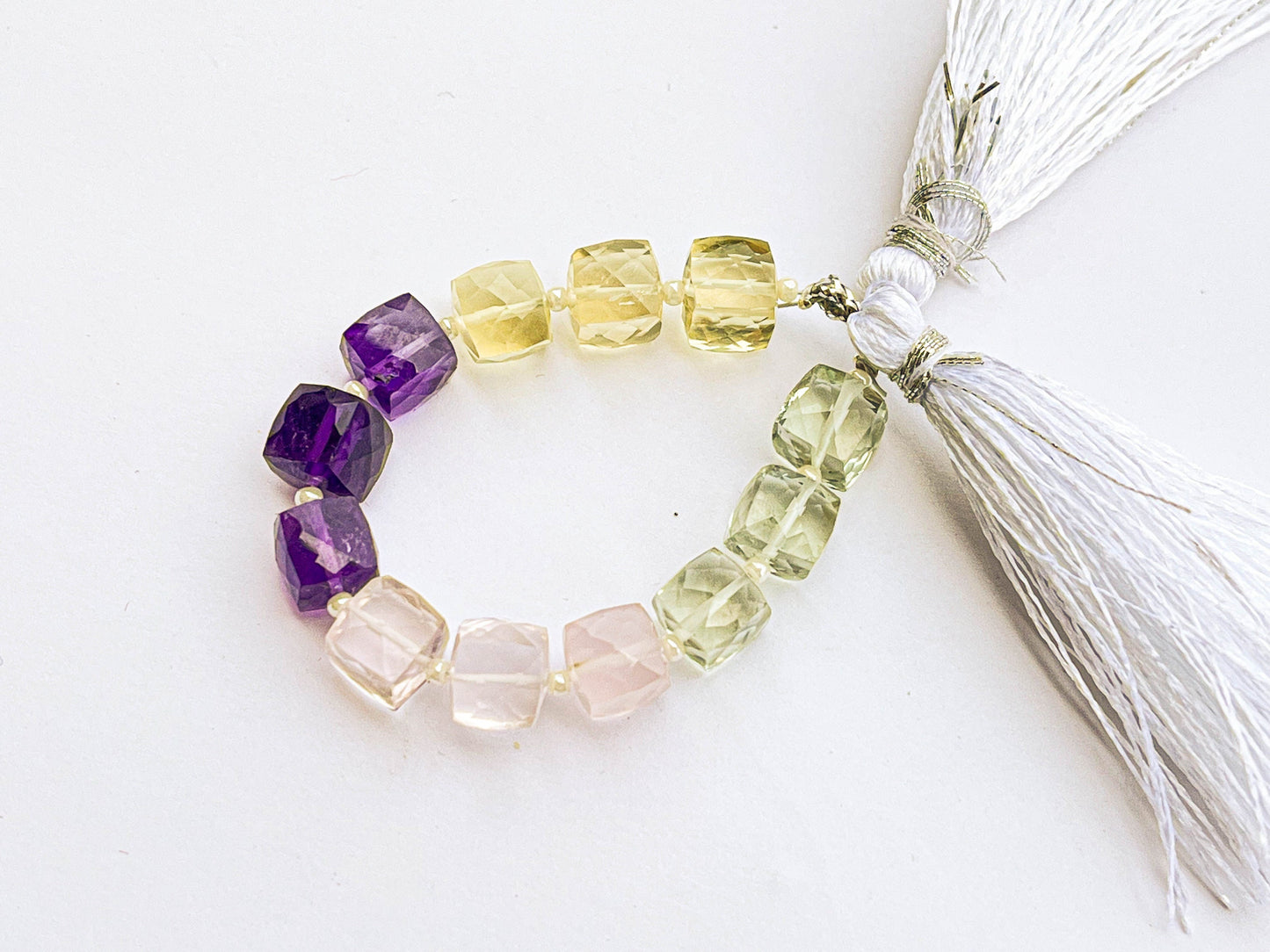 Multiple Natural Gemstones Cube Shape Faceted Beads