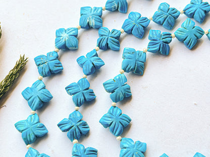 Turquoise Flower Carving Beads