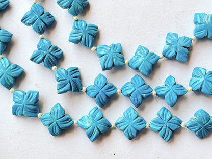 Turquoise Flower Carving Beads