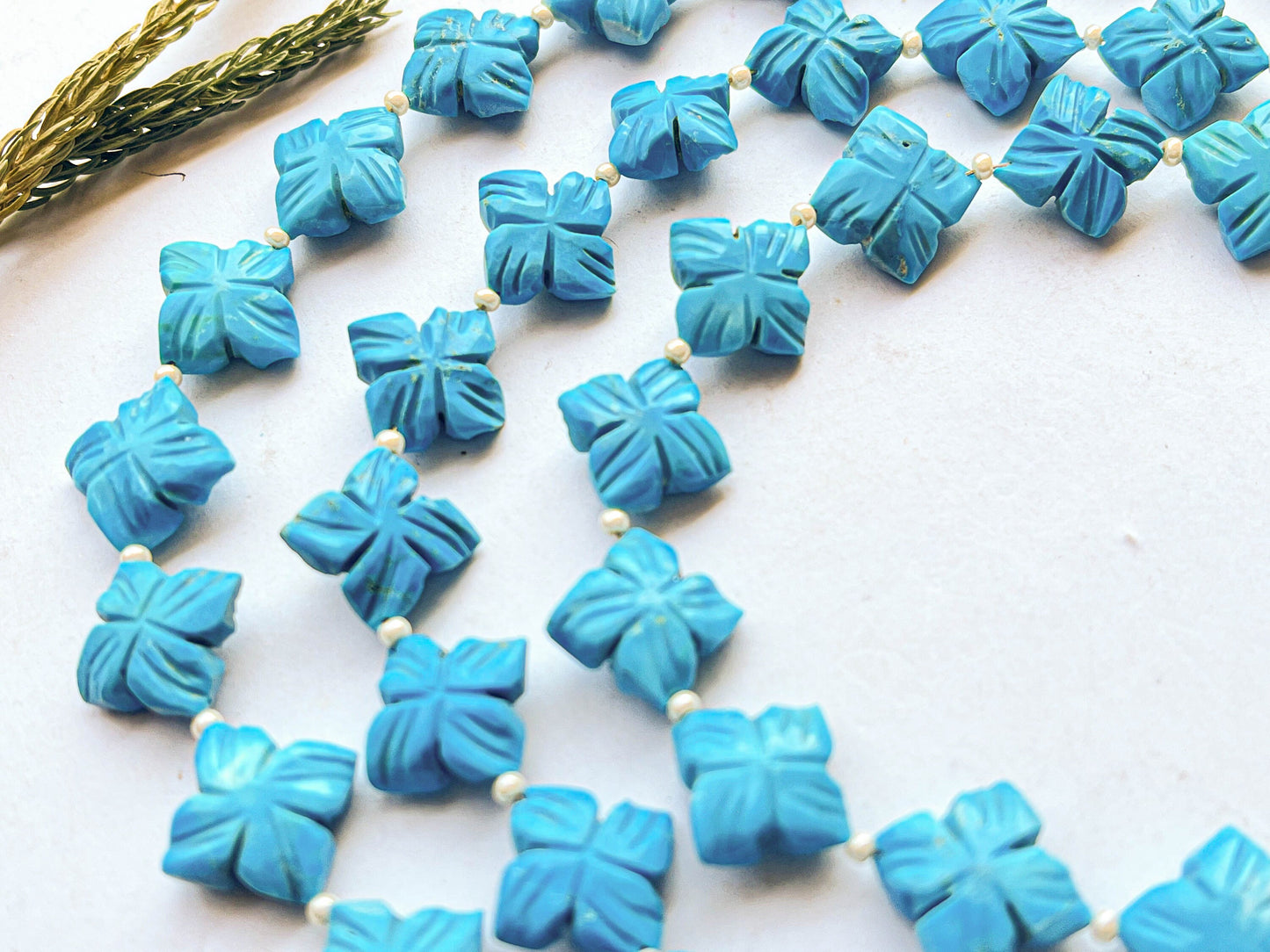 Turquoise Flower Carving Beads