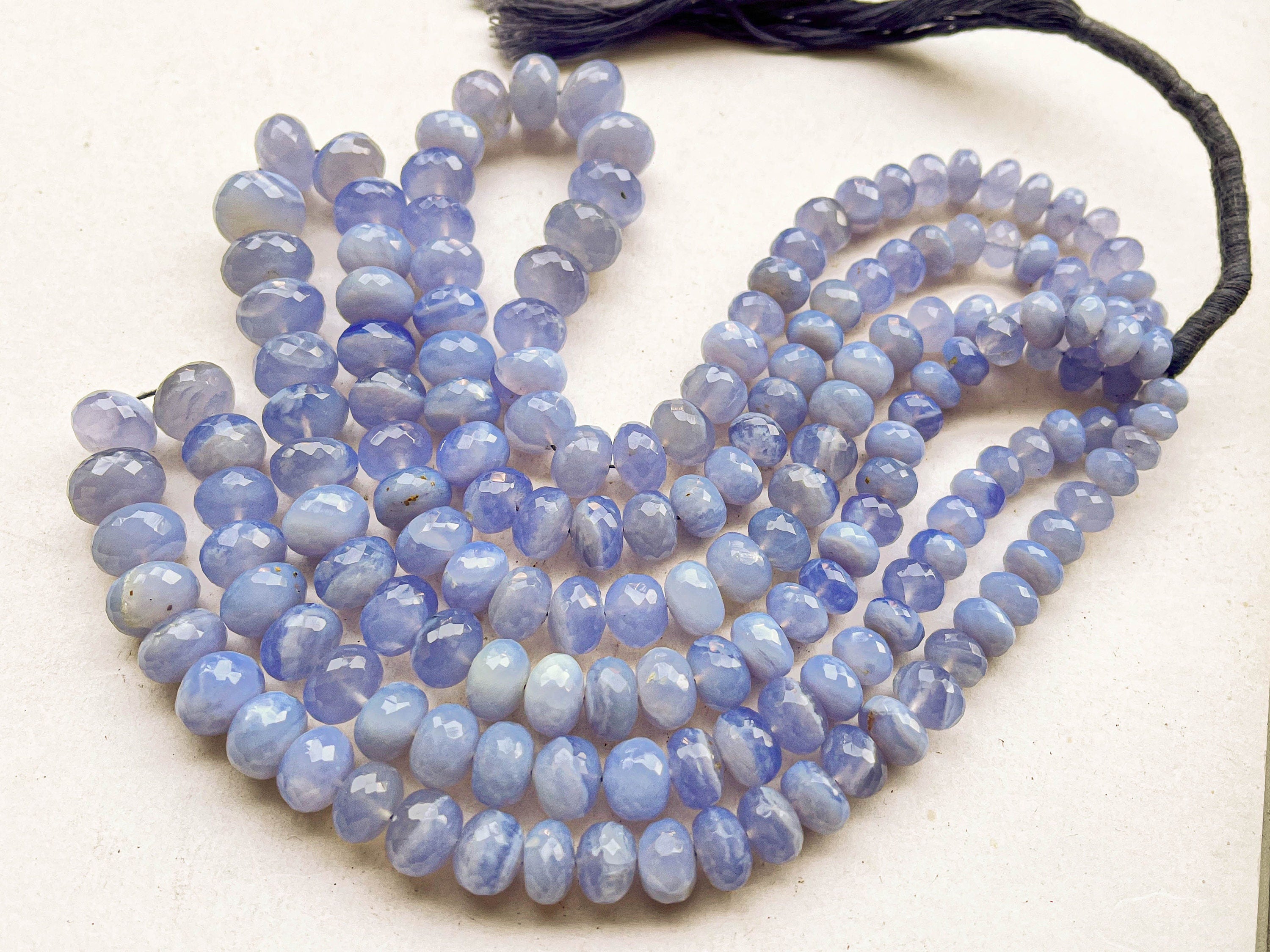 High Quality deals AAA++ Natural Chalcedony Beads, Rare Blue Chalcedony Carved Melon Beads, Gemstone Beads, Carved Beads Chalcedony Rondelle Beads