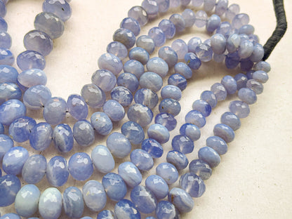 Natural Blue Chalcedony Rondelle Shape faceted beads