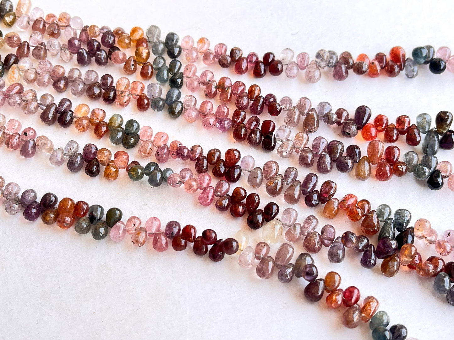 Natural Multi Spinel Smooth Drops Strand