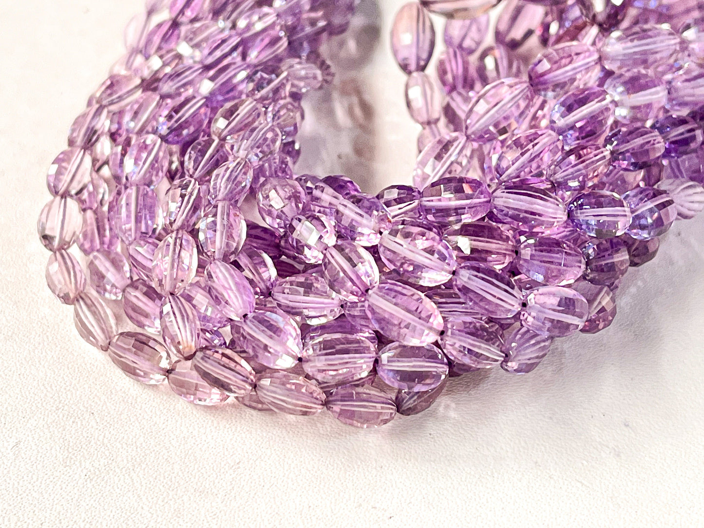 Pink Amethyst Step cut Oval Shape Beads