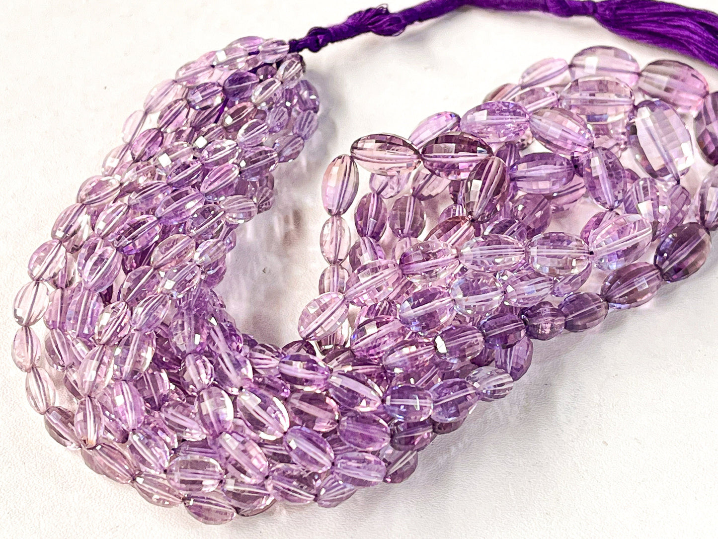 Pink Amethyst Step cut Oval Shape Beads