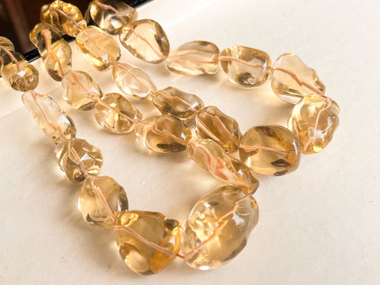 AAA Natural Citrine carved Big Wrinkled Tumble Shape Clear Quality Beads