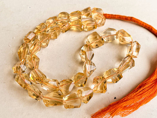 AAA Natural Lustrous Citrine Faceted Tumble Shape Clear Quality Beads