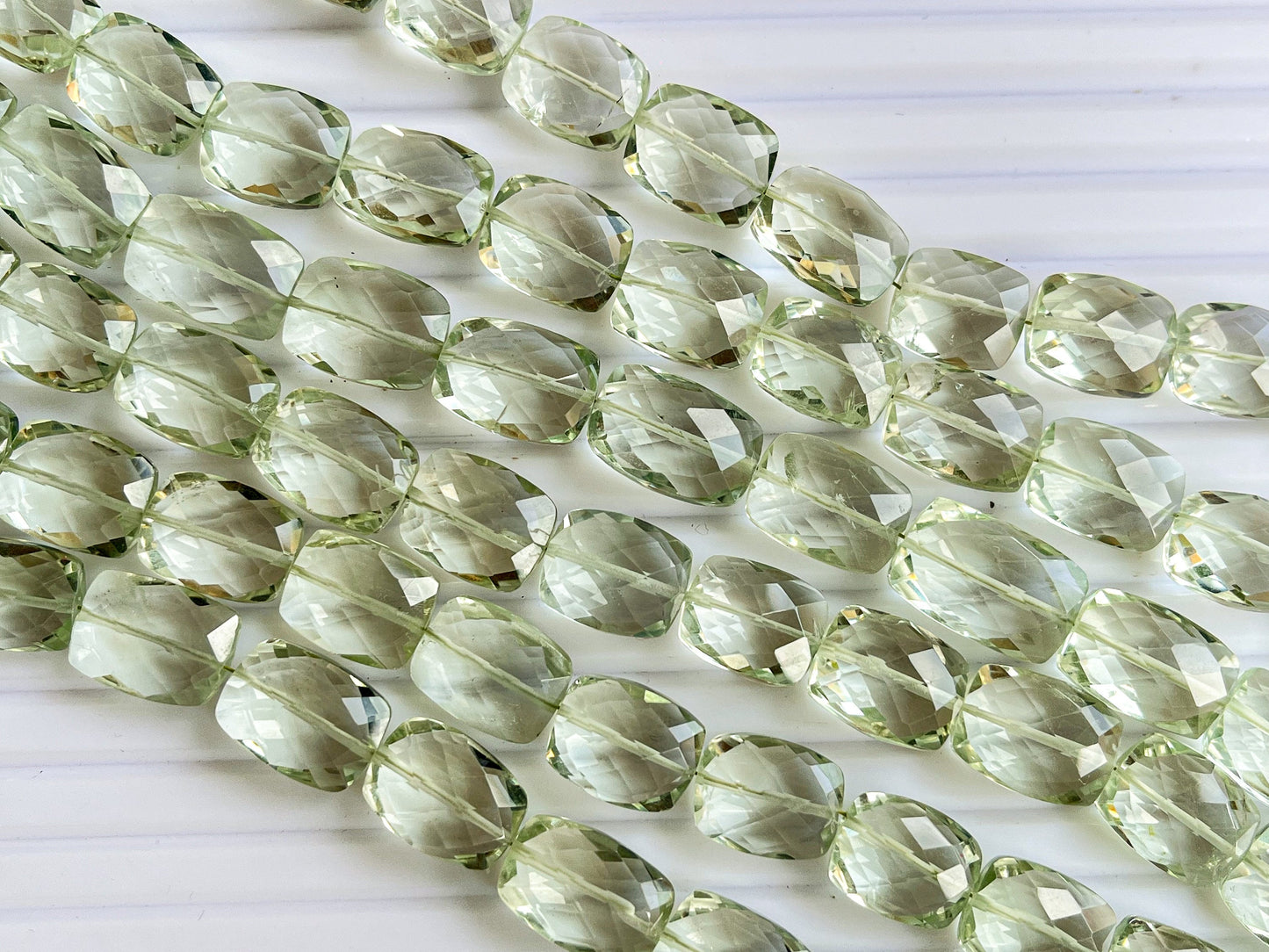 Natual Green Amethyst rectangle shape faceted beads