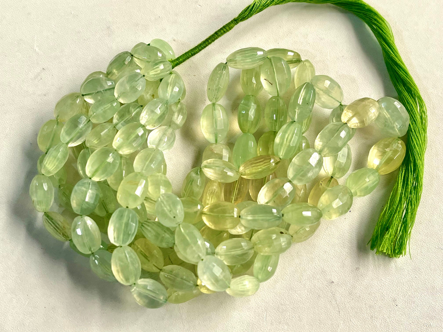 Prehnite Oval Shape Step cut Beads