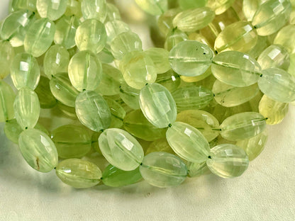 Prehnite Oval Shape Step cut Beads