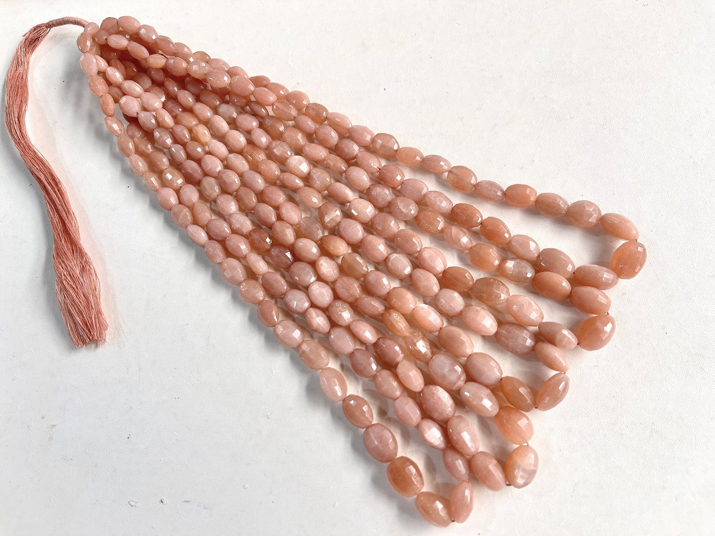 Peach Moonstone Oval Shape Step cut Beads