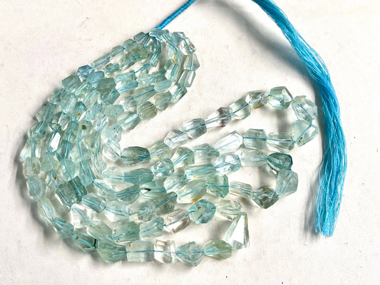 Natural Aquamarine faceted Tumble Shape Beads