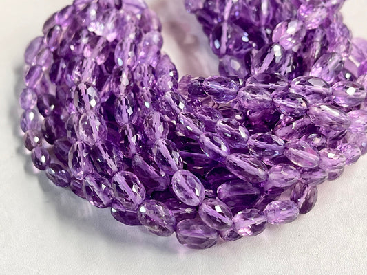 Pink Amethyst Faceted Oval Shape Beads