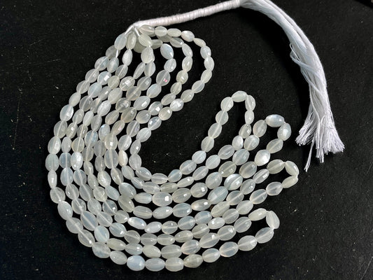 White Moonstone Oval Shape Step cut Beads