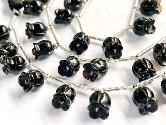 Black Onyx flower carving Lily of the valley shape beads
