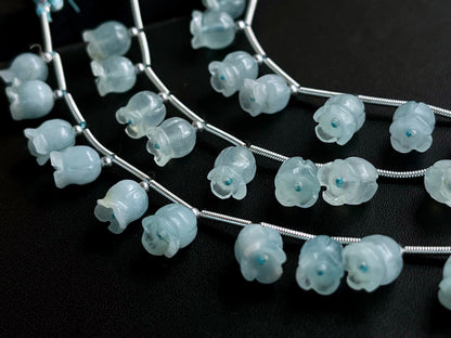 Aquamarine flower carving Lily of the valley shape beads