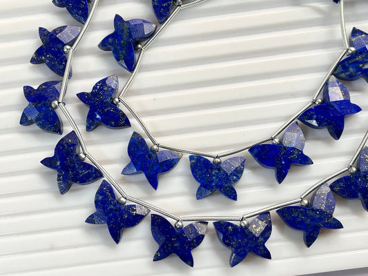 Lapis Lazuli Carved faceted butterfly shape beads