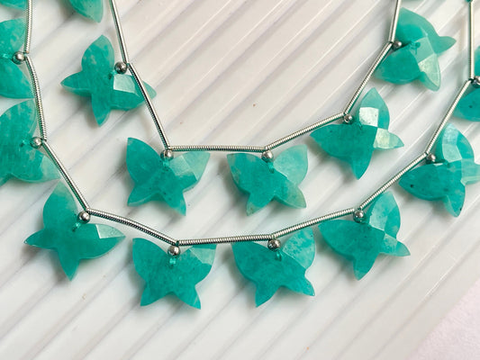 Amazonite Carved faceted butterfly shape beads