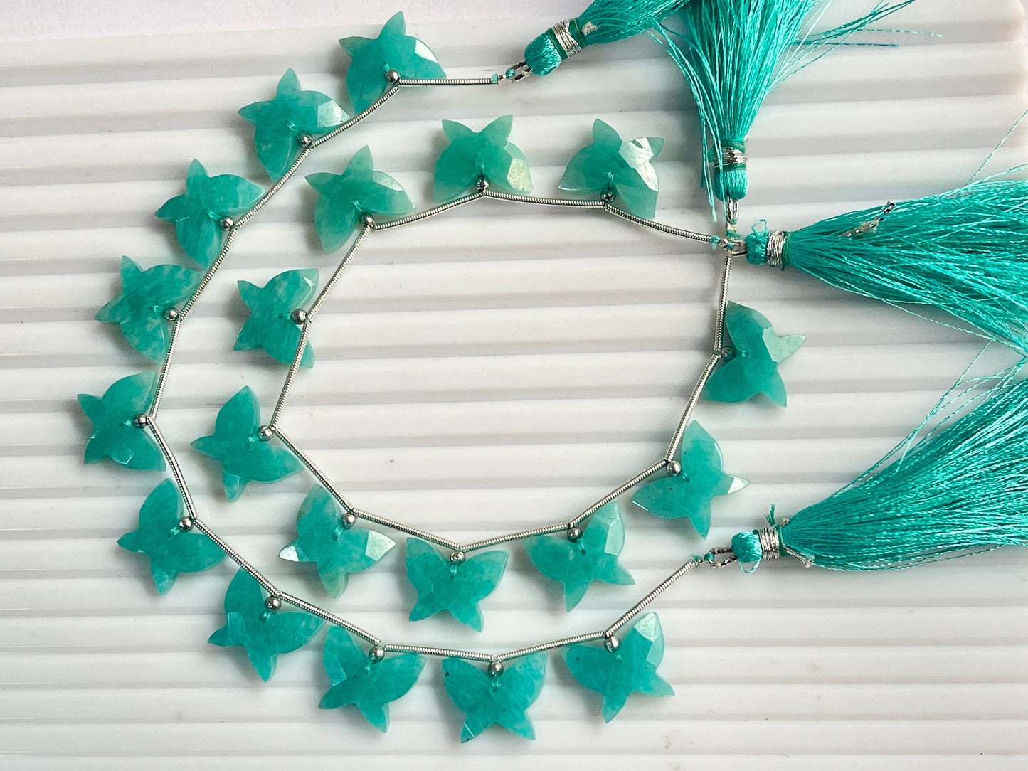 Amazonite Carved faceted butterfly shape beads