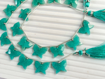 Amazonite Carved faceted butterfly shape beads