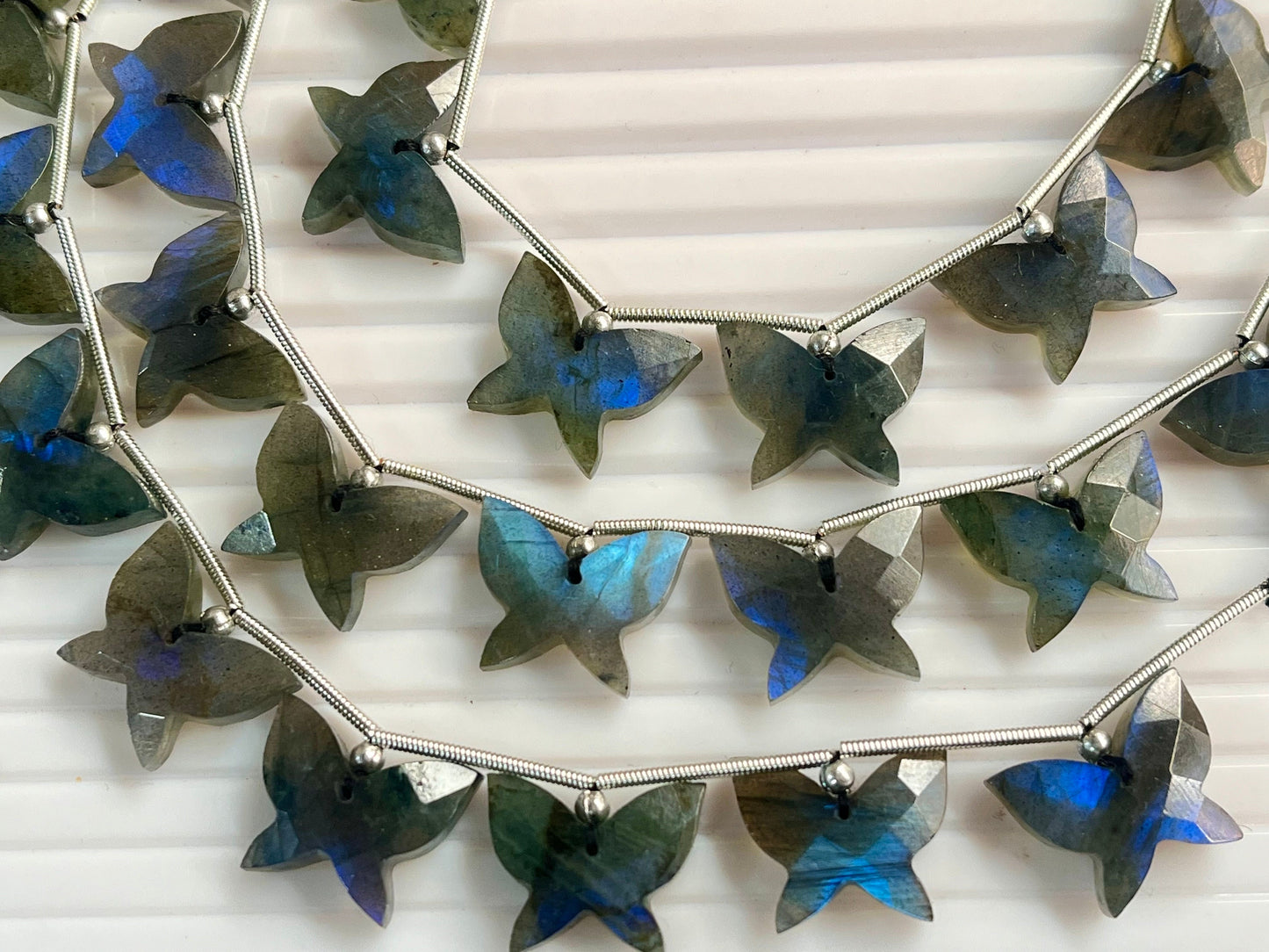 Labradorite Carved faceted butterfly shape beads