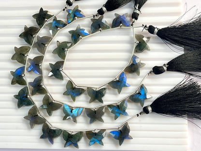 Labradorite Carved faceted butterfly shape beads