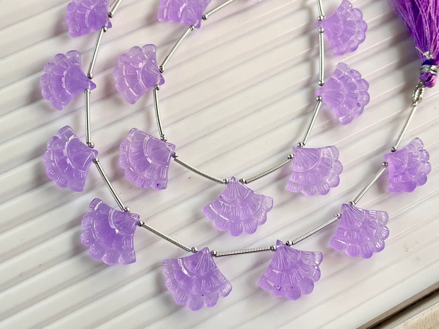 Lavender Jade Fancy carved beads