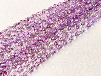 Pink Amethyst Step cut Oval Shape Beads