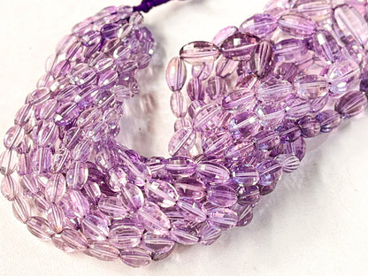 Pink Amethyst Step cut Oval Shape Beads