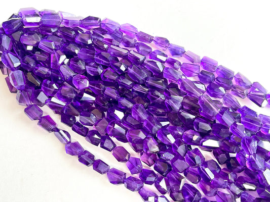 Natural Purple Amethyst faceted Tumble Shape Clear Quality Beads