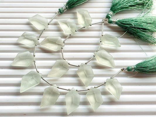 Frost Green Amethyst Spindle Cut beads