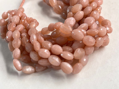 Peach Moonstone Oval Shape Step cut Beads