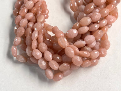 Peach Moonstone Oval Shape Step cut Beads