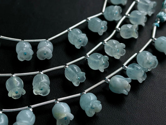 Aquamarine flower carving Lily of the valley shape beads