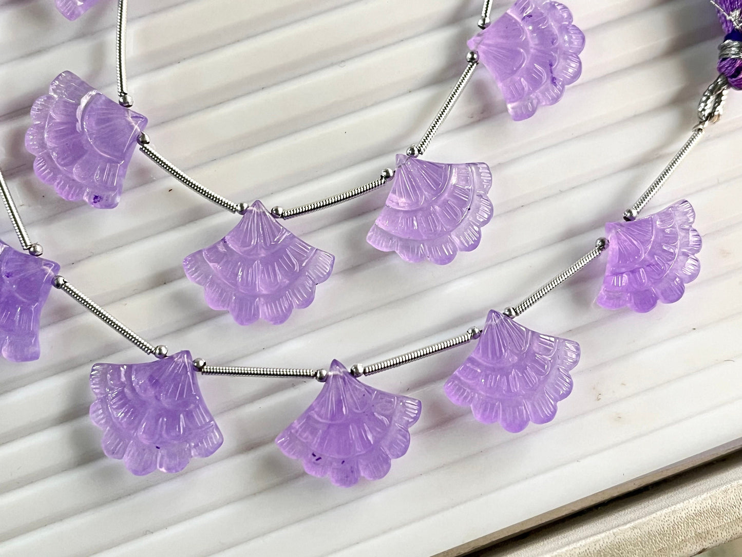 Lavender Jade Fancy carved beads