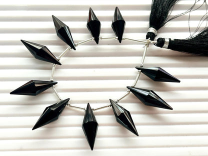 Black Onyx faceted pointed Drops