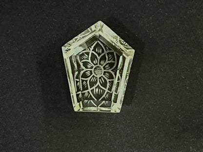 Green Amethyst Fabulous Handcarved Fantasy cut reverse carving